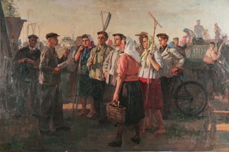 Вихід на жнива. 1958р. Полотно, олія